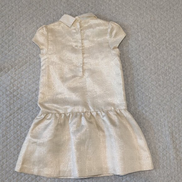 Janie and Jack Gold Metallic Brocade Dropwaist Dress 7 - Picture 4 of 4